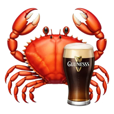 A crab holding a guiness sticker