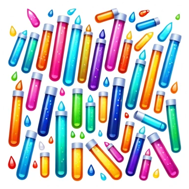 Create an icon that represents decorative arts using epoxy resin in tubes. The design should feature colorful tubes of resin, including fluorescent resin tubes, with visible drops or strokes of resin being applied to create intricate designs. Include examples of finished resin jewelry or decorative pieces, such as pendants, rings, or abstract art. The composition should feel vibrant and artistic, highlighting the creative and glowing nature of resin crafting. The background should be transparent. sticker