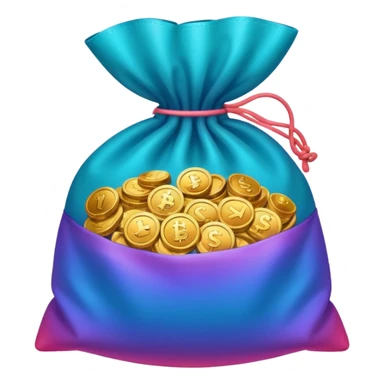 Many Coins pack in bag
in gradient of turquoise, blue, pink, purple, and coral
 sticker