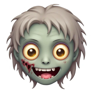 Cinematic Cute Zombie Portrait Emoji, with a delightfully quirky, slightly disheveled face in muted ashen hues, featuring quirky bright eyes and a playful, stitched-together smile, simplified yet irresistibly charming, highly detailed with a soft glowing outline that captures the adorable, offbeat spirit of a zombie who’s more cute than creepy! sticker