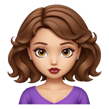 pretty bratz baddie, short wavy brown hair,  sticker