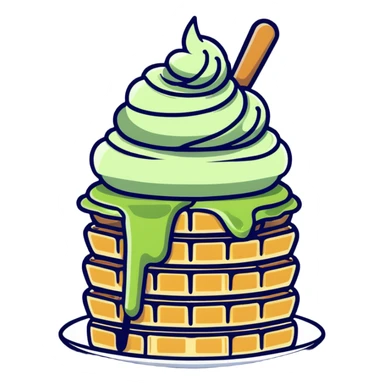 matcha ice cream on a stack of waffles sticker