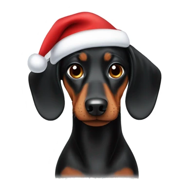 Black dachshund in a Santa hat sticker