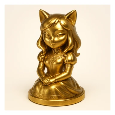 cat girl, shiny metallic, elegant, cat ears, regal pose sticker