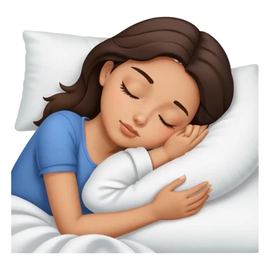 Brunette girl sleeping with both hands on her cheek  sticker