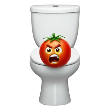Angry tomato on a toilet, trying to take a poop sticker