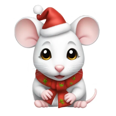 Cute little white mouse dressed up for Christmas  sticker