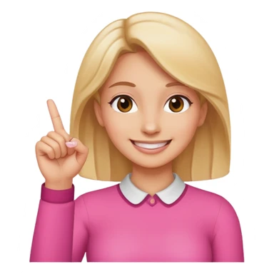 woman holding up her pinky finger while smiling sticker