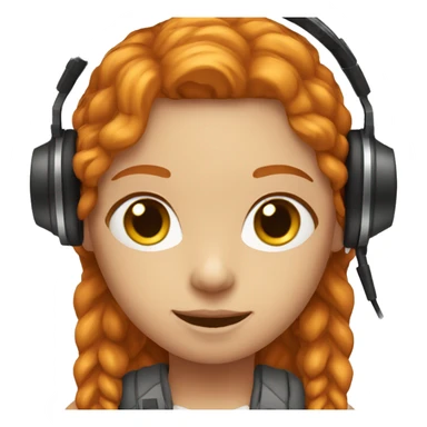 ginger girl with a headset microphone and black eyes sticker