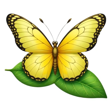 yellow butterfly on leaf sticker