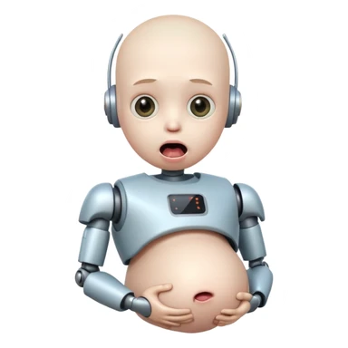 boy robot looking surprised with pregnant and looks funny and has a freaky tounge sticker