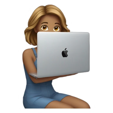 Girl-hold-MacBook sticker