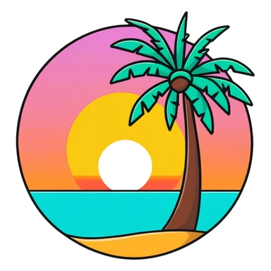 palm tree with sunset sticker