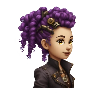Photorealistic steampunk profile mohawkpurple  curl Caucasia girl sticker