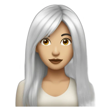 latin white women with long black hair with fringe sticker