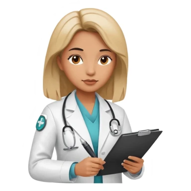 woman medic signing contract for job sticker