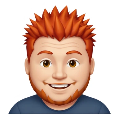 fat spiky haired happy man, red haired sticker