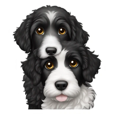 All Black labradoodle and a white grey kitten sticker