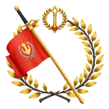 flag emoji two red diagonal stripes black stripe in middle golden sword in center with golden wreath sticker