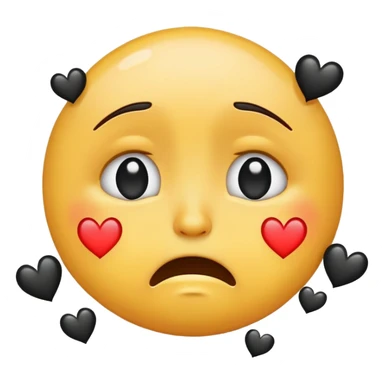 Emoji qui pleure avec des coeur noir  sticker