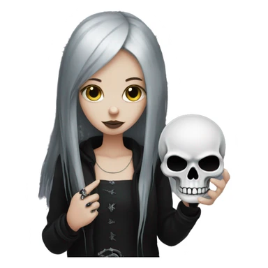 Goth girl with skull in her hand sticker