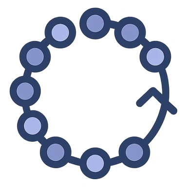 mobile app icon for Habit Loop, abstract loop made of dots, energetic, gradient colors, minimal, no text sticker