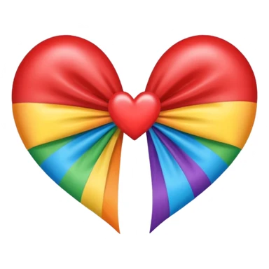 heart with a rainbow bridge, rainbow bow with heart pattern on the bow, apple emoji style sticker