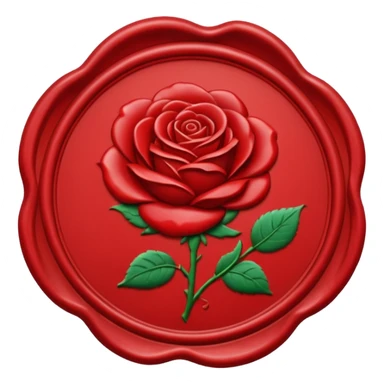 red wax seal with a rose on it sticker
