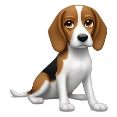 2 beagles with brown middle hair girl in bed sticker