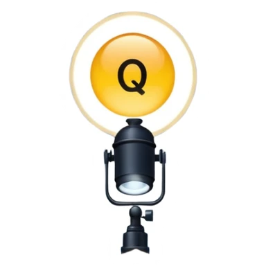 A spotlight projecting “QC” into the night sky sticker