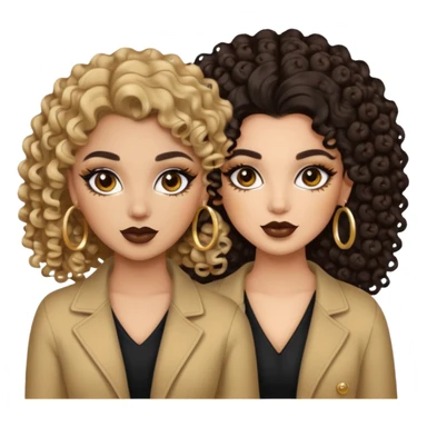 Boujy baddie best friends, trendy heavy makeup both dark hair one light skinned and one light brown with curls  sticker