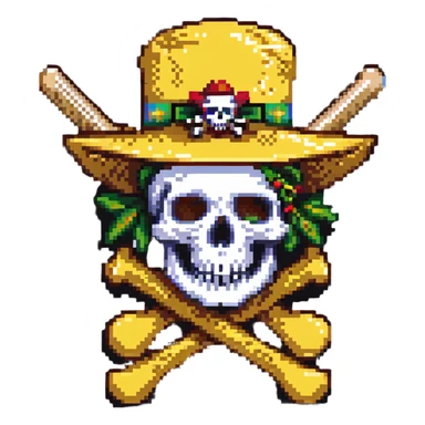 One Piece Straw Hat Pirates Jolly Roger flag with skull wearing straw hat sticker