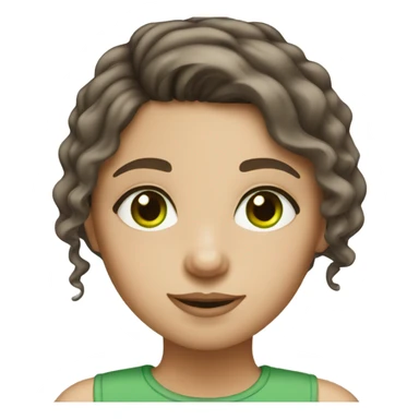 girl with brown hair with gray streaks and green eyes sticker