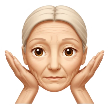 Simple emoji of a face with wrinkles being smoothed by hands,
both hands gently stretching the skin,
wrinkles visible on one part and smooth skin on the other,
clear wrinkle-reducing effect,
simple and easy-to-understand icon,
no beauty or medical elements

 sticker