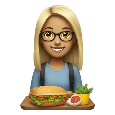 smiling girl with food and glasses  sticker