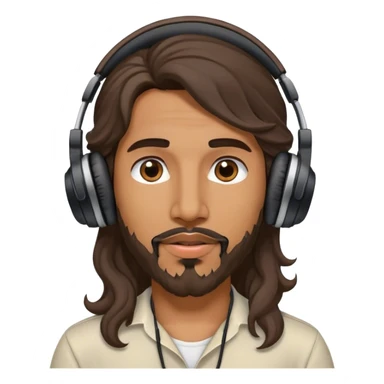 arab guy with kinda long wavy hair with a light gotee and big lips  with headphones sticker