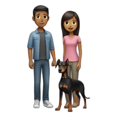 A girl and boy with a doberman dog  sticker