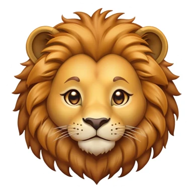 Cinematic Cute Lion Portrait Emoji, Head tilted playfully and inquisitively, featuring a glossy tawny Fur with a lush mane and round, sparkling amber eyes filled with curious mischief, Simplified yet irresistibly adorable features, highly detailed, glowing with a warm, friendly glow, high shine, affectionate and spirited, stylized with a touch of jungle whimsy, bright and endearing, soft glowing outline, capturing the essence of a mischievous yet loving lion, so playful it feels like it could pounce out of the screen and into your arms! sticker