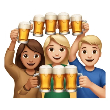 winking emoji clinking beer glasses, expressing excitement for a beergarden outing sticker