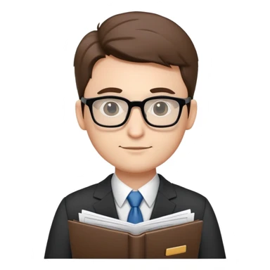 accountant wearing glasses and suit, with paperwork sticker