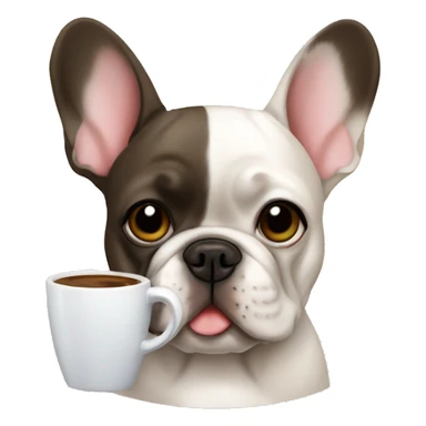a french bulldog drinking coffee sticker