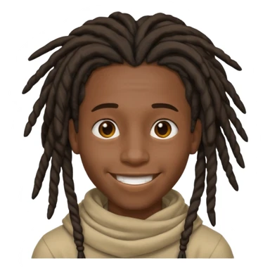 make me a black darkskin doctor with mid head lenght dreads, he is a teen, no face hair, make him happy, make his dreads drape in his face sticker