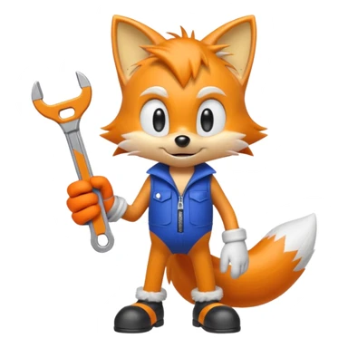 Tails from Sonic the Hedgehog, holding a wrench sticker