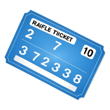 raffle ticket, blue, with numbers sticker