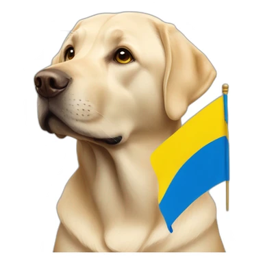 labrador with the ukranian flag sticker