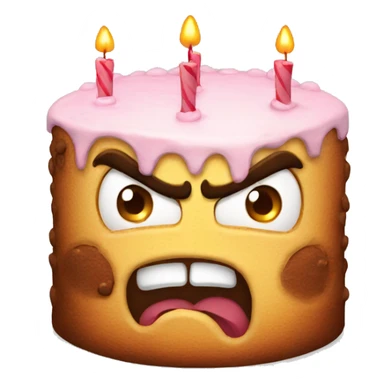 Angry birthday cake angry face sticker