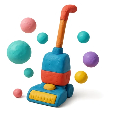 cartoon carpet shampooer surrounded by colorful bubbles, no background sticker