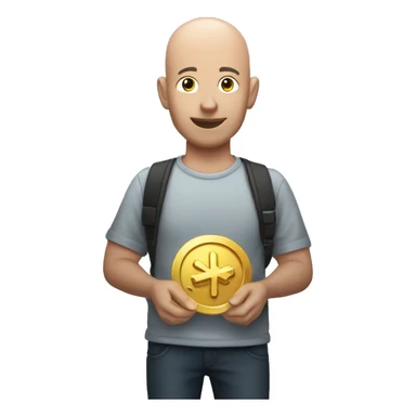  Bald guy holding XRP coin logo sticker