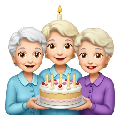 Three old ladies a holding cake each sticker