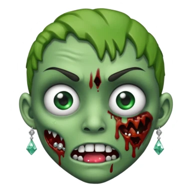 Create a zombie emoji with diamond earring sticker